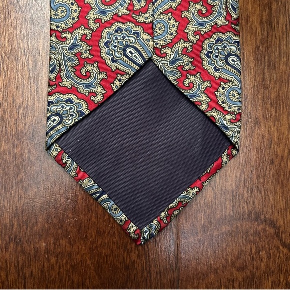 Jonathan Lake 100% Silk Classic Paisley Men's Tie in Red and Blue, NWOT - Picture 6 of 8